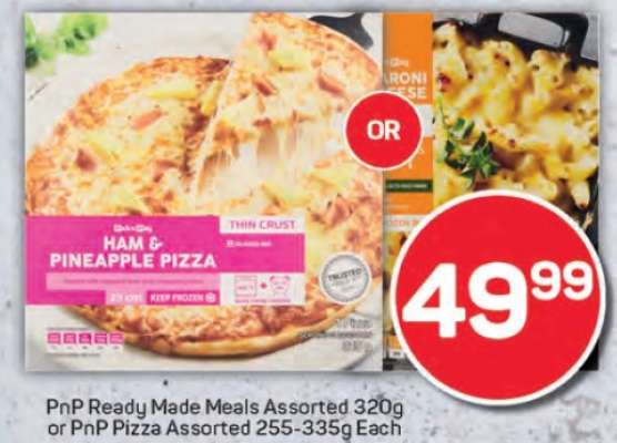 PnP Ready Made Meals Assorted 320g or PnP Pizza Assorted 255-335g Each