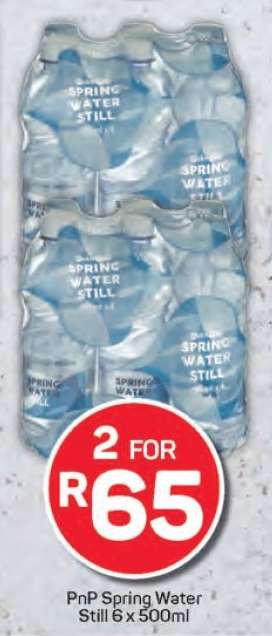 PnP Spring Water Still 6 x 500ml