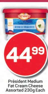 Président Medium Fat Cream Cheese Assorted 230g Each