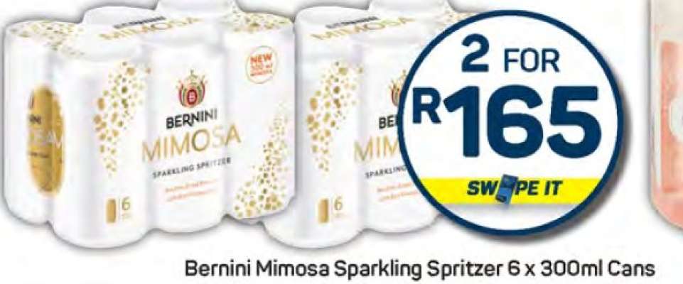 Bernini Mimosa Sparkling Spritzer 6 x 300ml Cans