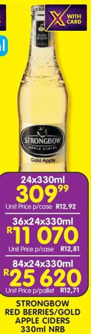 STRONGBOW RED BERRIES/GOLD APPLE CIDERS 330ml NRB