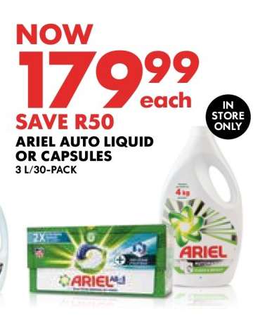 ARIEL AUTO LIQUID OR CAPSULES