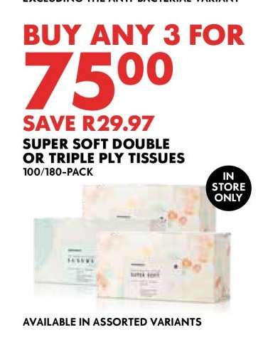 Super Soft Double or Triple Ply Tissues