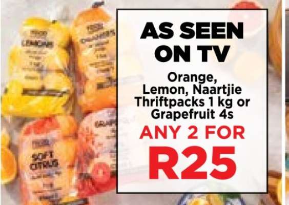 Orange, Lemon, Naartjie Thriftpacks 1 kg or Grapefruit 4s