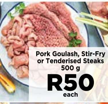 Pork Goulash, Stir-Fry or Tenderised Steaks