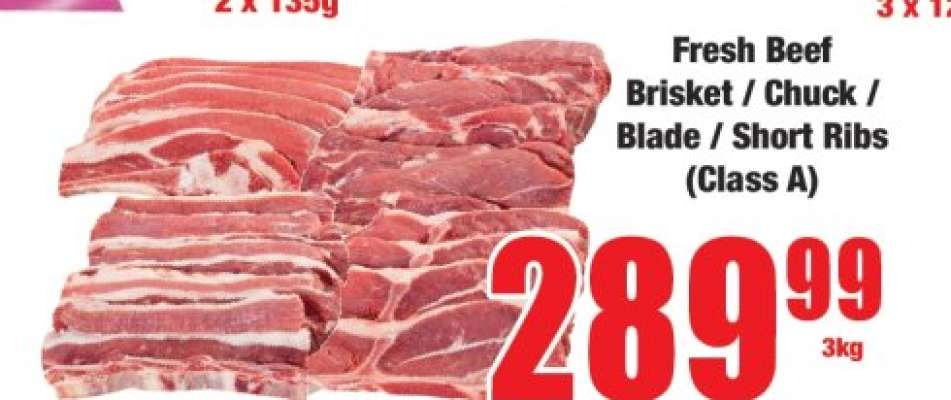 Fresh Beef Brisket / Chuck / Blade / Short Ribs (Class A)