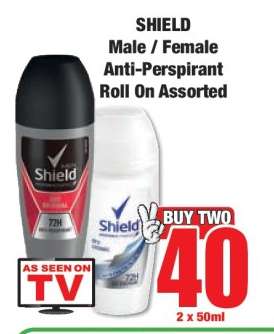 SHIELD Male / Female Anti-Perspirant Roll On Assorted