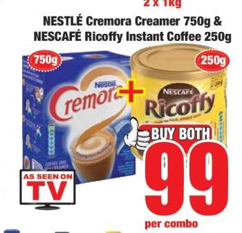 NESTLE Cremora Creamer 750g & NESCAFÉ Ricoffy Instant Coffee 250g