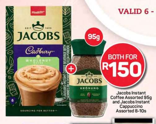 Jacobs Instant Coffee Assorted 95g and Jacobs Instant Cappuccino Assorted 8-10s