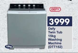 Defy Twin Tub 15kg Washing Machine (DTT152)