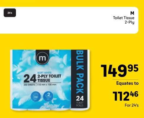 m Toilet Tissue 2-Ply