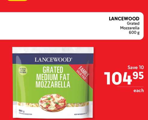 LANCEWOOD Grated Mozzarella 600 g