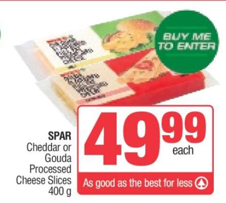 SPAR Cheddar or Gouda Processed Cheese Slices