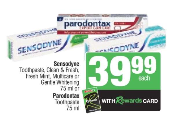Sensodyne or Parodontax Toothpaste