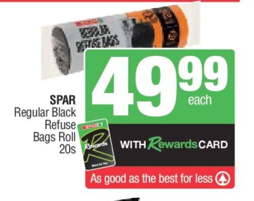 SPAR Regular Black Refuse Bags Roll 20s