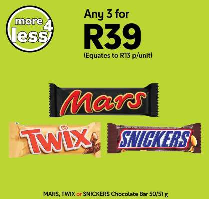 MARS, TWIX or SNICKERS Chocolate Bar 50/51 g