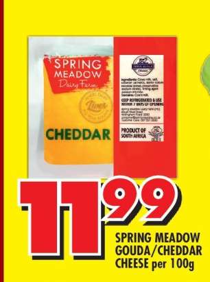 SPRING MEADOW GOUDA/CHEDDAR CHEESE per 100g