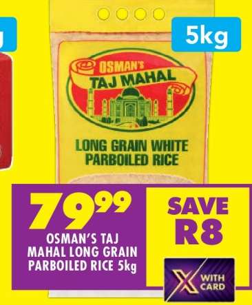 OSMAN'S TAJ MAHAL LONG GRAIN PARBOILED RICE 5kg
