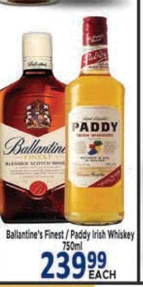 Ballantine's Finest / Paddy Irish Whiskey