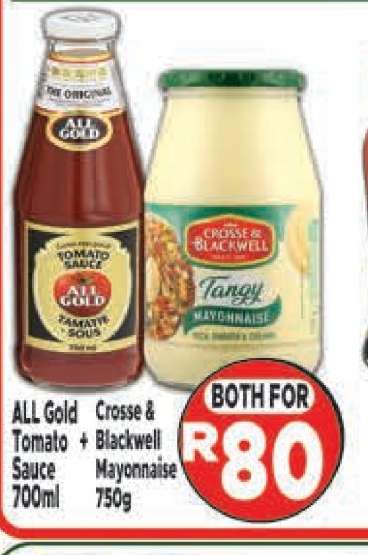 ALL Gold Tomato Sauce 700ml + Crosse & Blackwell Mayonnaise 750g