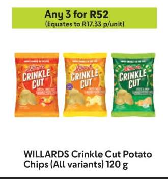 WILLARDS Crinkle Cut Potato Chips (All variants) 120 g