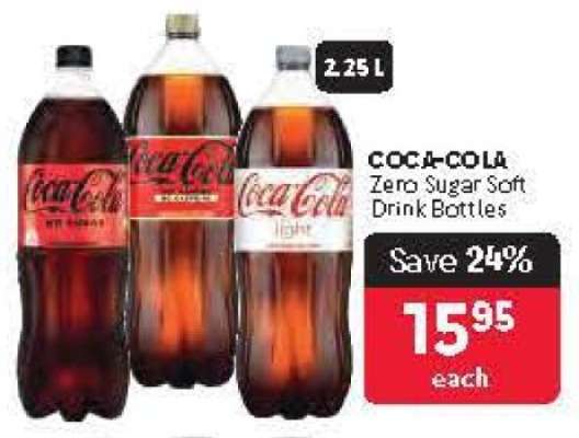 Coca-Cola Zero Sugar Soft Drink Bottles