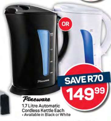 Pineware 1.7 Litre Automatic Cordless Kettle