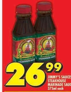 JIMMY'S SAUCES STEAKHOUSE MARINADE SAUCE