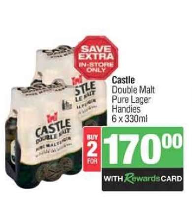 Castle Double Malt Pure Lager Handies