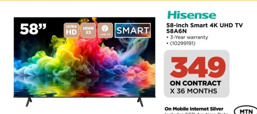 Hisense 58-inch Smart 4K UHD TV-58A6N
