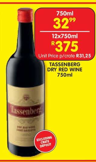 TASSENBERG DRY RED WINE 750ml