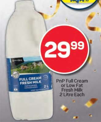 PnP Full Cream or Low Fat Fresh Milk