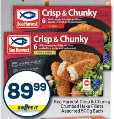 Sea Harvest Crisp & Chunky Crumbed Hake Fillets Assorted 500g Each