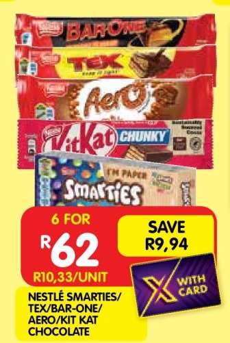 NESTLÉ SMARTIES/TEX/BAR-ONE/AERO/KIT KAT CHOCOLATE