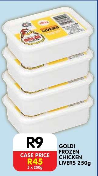 GOLDI FROZEN CHICKEN LIVERS 250g