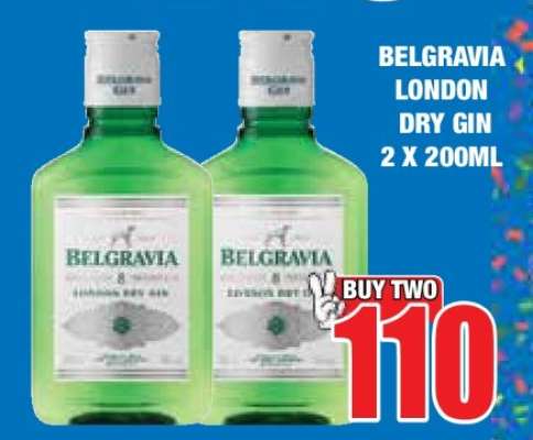 BELGRAVIA LONDON DRY GIN 2 X 200ML