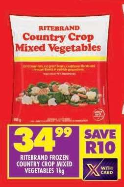 RITEBRAND FROZEN COUNTRY CROP MIXED VEGETABLES 1kg