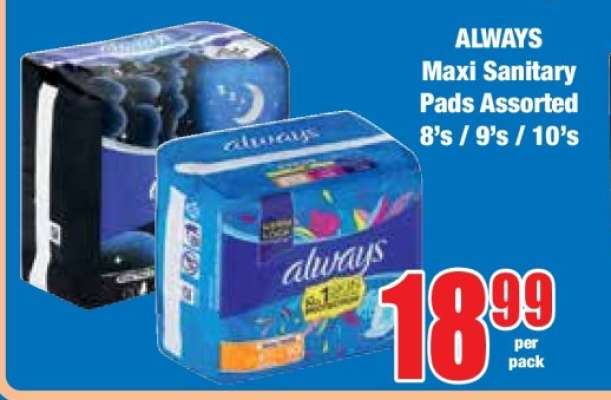 ALWAYS Maxi Sanitary Pads Assorted 8's / 9's / 10's