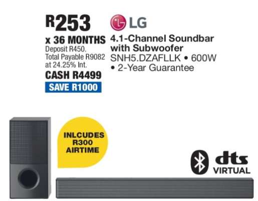 LG 4.1-Channel Soundbar with Subwoofer