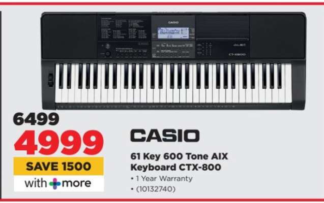 CASIO 61 Key 600 Tone AIX Keyboard CTX-800