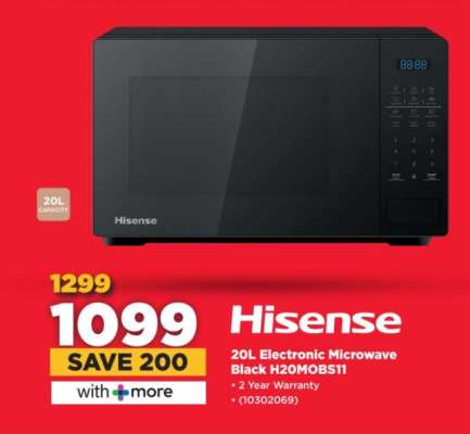 Hisense 20L Electronic Microwave Black H20MOBS11