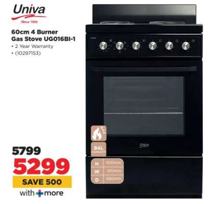 Univa 60cm 4 Burner Gas Stove UG016BI-1