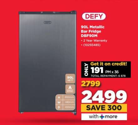 DEFY 90L Metallic Bar Fridge DBF90M