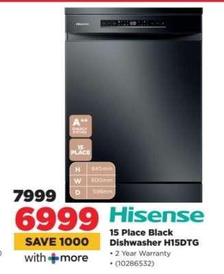 Hisense 15 Place Black Dishwasher H15DTG