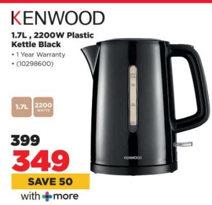 KENWOOD 1.7L, 2200W Plastic Kettle Black