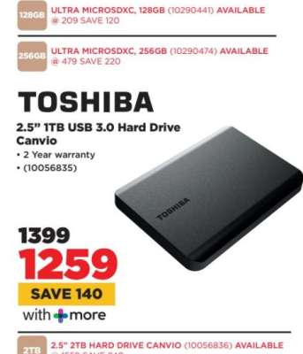 TOSHIBA 2.5" 1TB USB 3.0 Hard Drive Canvio