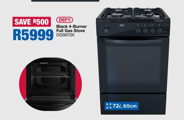DEFY Black 4-Burner Full Gas Stove