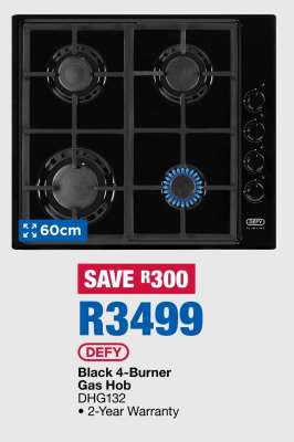 Black 4-Burner Gas Hob
