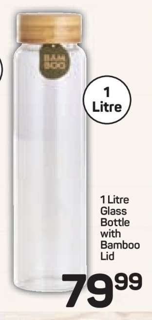 1 Litre Glass Bottle with Bamboo Lid