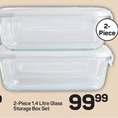 2-Piece 1.4 Litre Glass Storage Box Set
